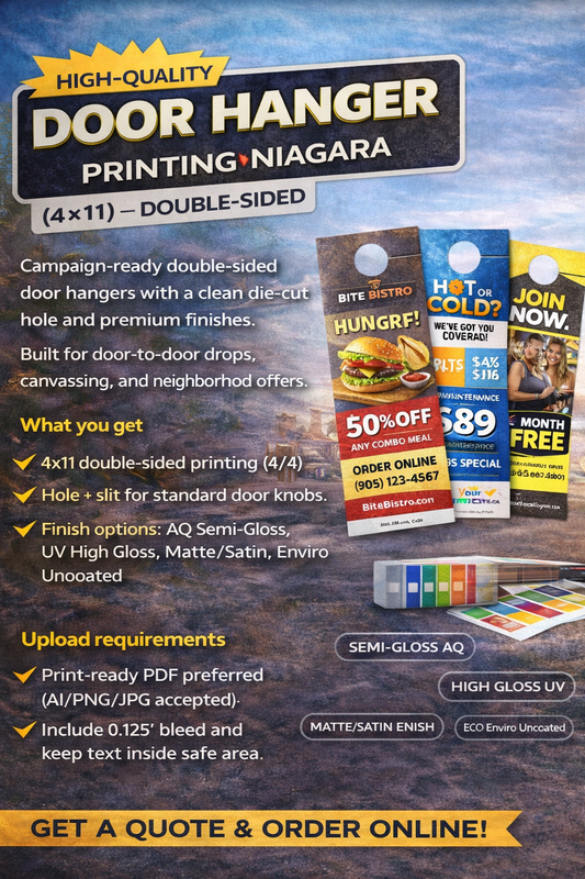 Door Hanger Printing Niagara 4x11 — Double-Sided | Campaign-Ready