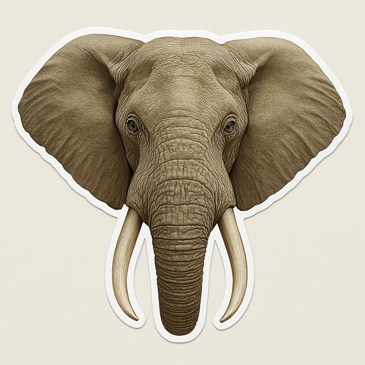 Elephant Face Sticker Illustration Orajet vinyl sticker (3 in | 5 in | 7.5 in) preview 1