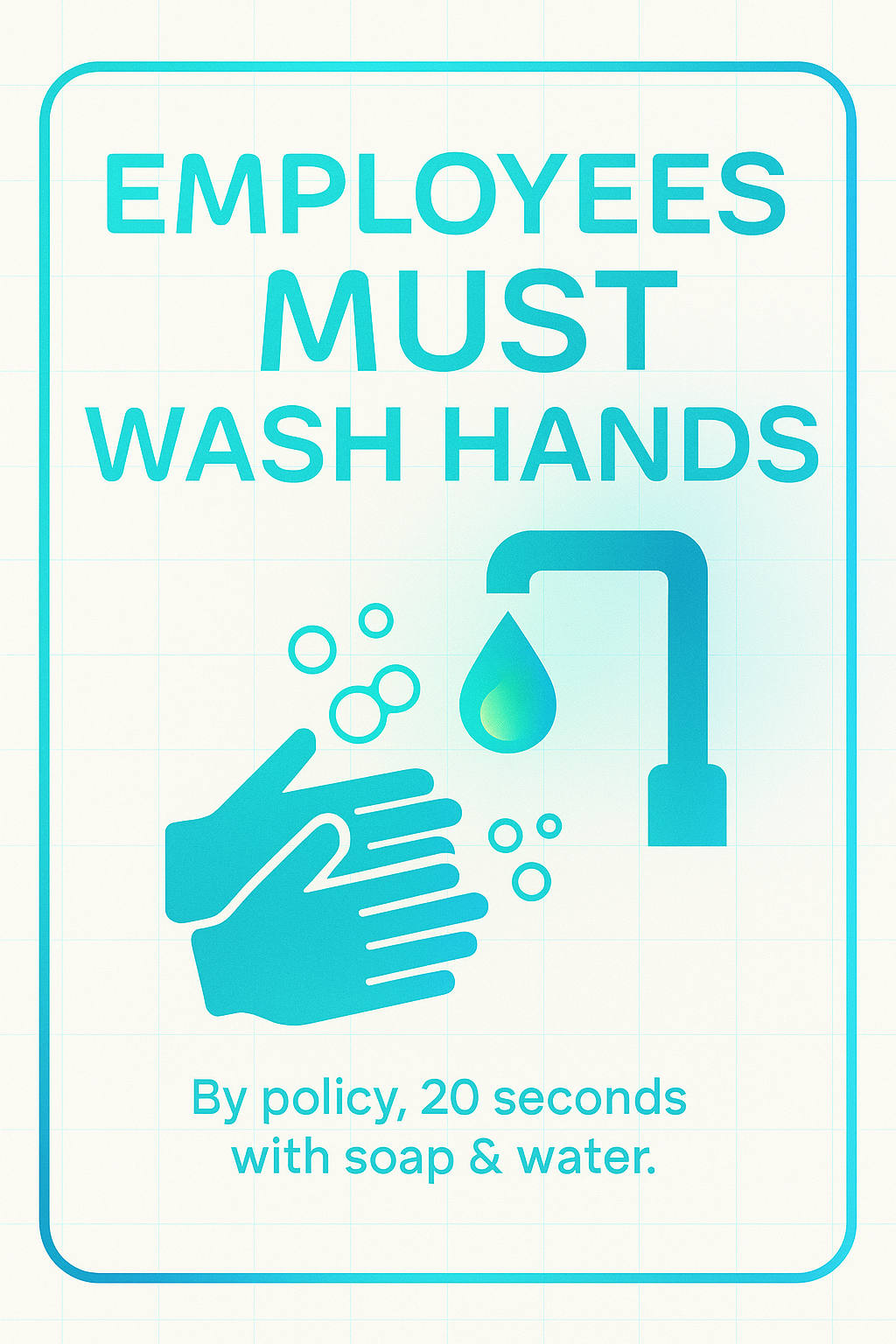 Employees Must Wash Hands Sign - Health Inspector Approved | Kitchen & Restaurant Hygiene Decal