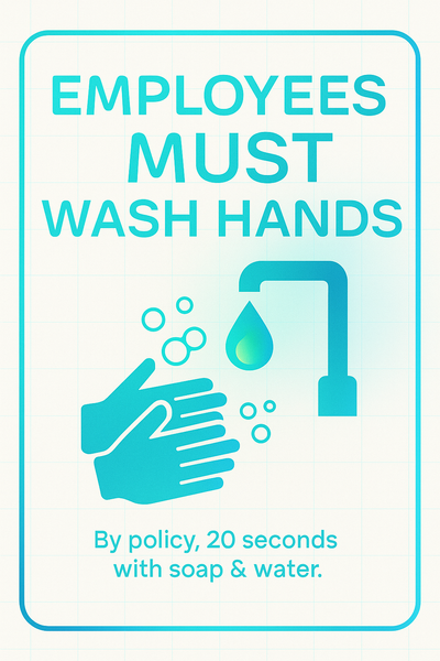 Employees Must Wash Hands Sign - Health Inspector Approved | Kitc...