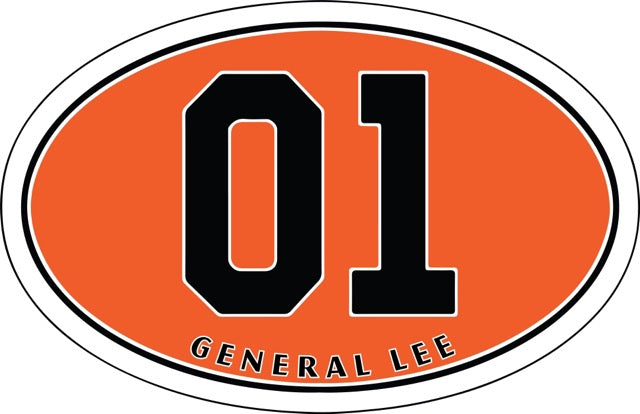 General Lee Orange 01 Oval Decal - Dukes of Hazzard Style - Custom Text Available