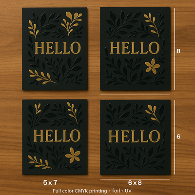 Foil + Spot UV Greeting Cards — boutique retail look Niagara Stands Out