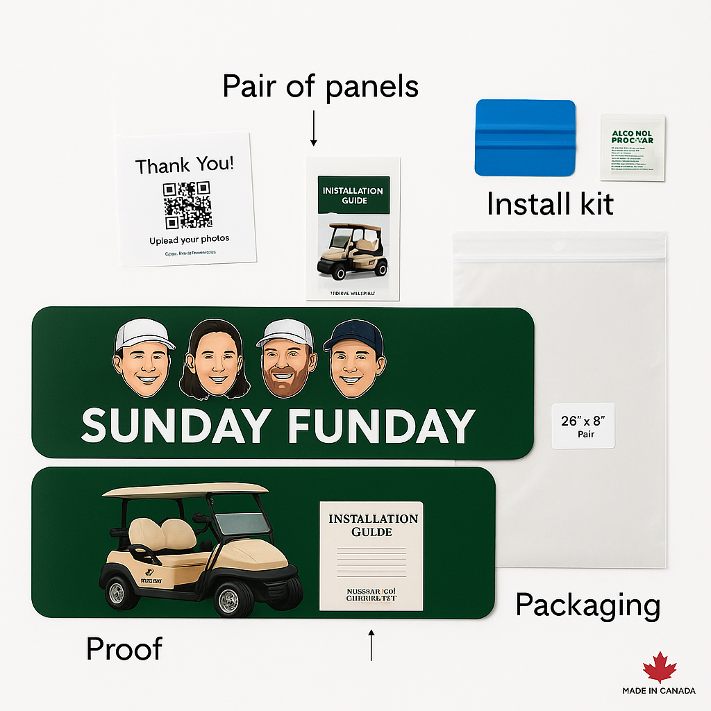 Golf Cart Sunday Funday Cartoon Panels - Custom Foursome Caricatures Niagara Stands Out