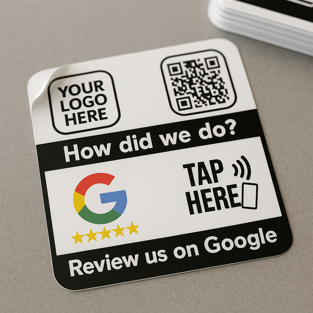 Square NFC Review Decal 8×8″ | Tap to Review for Google | Ships from Ontario