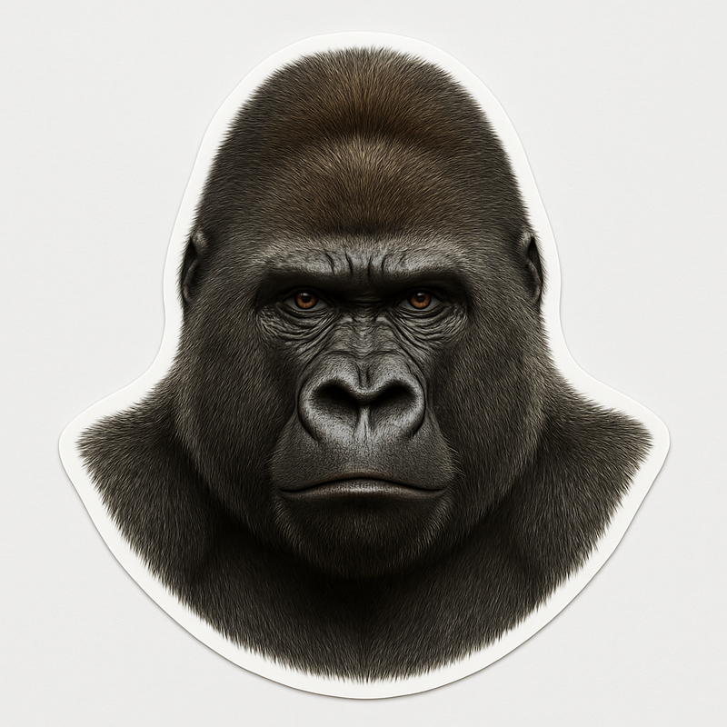 Gorilla Portrait Sticker Orajet vinyl sticker (3 in | 5 in | 7.5 in) preview 1