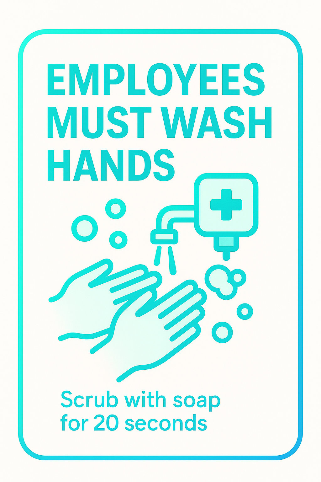 Employees Must Wash Hands Sign - Health Inspector Approved | Kitchen & Restaurant Hygiene Decal