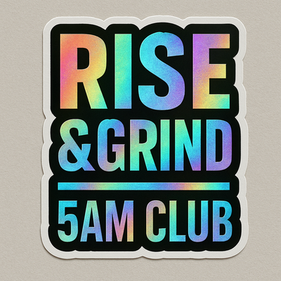 5AM CLUB Holographic motivational sticker