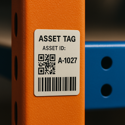 Durable Polyester Asset Tags — Barcode + QR (Printed) - Niagara Stands Out