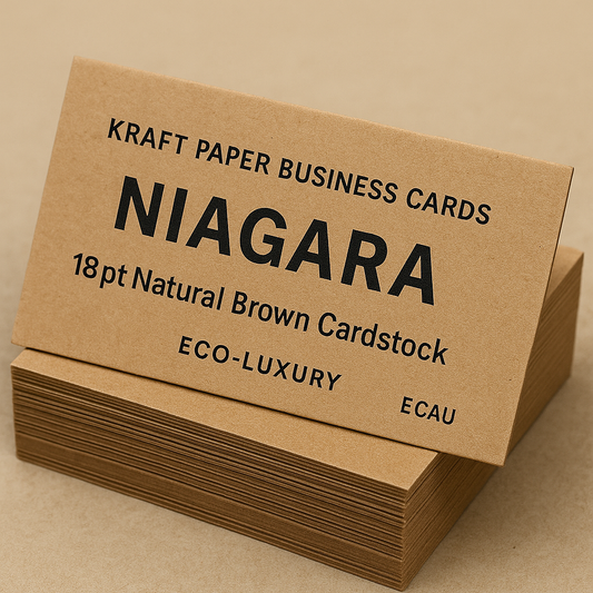 Kraft Paper Business Cards Niagara | 18pt Natural Brown Cardstock | Eco-Luxury Organic Business Cards St Catharines Niagara Stands Out