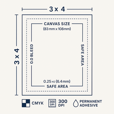 Custom 3x4 Labels Canada | Waterproof Color Product Stickers Matte PP