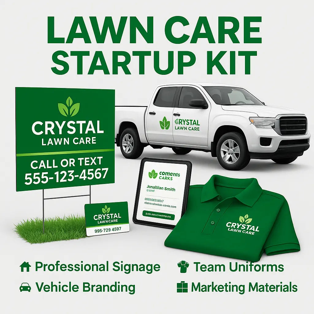 Lawn Care Startup Kit - T-Shirt Uniforms & Yard Signs | Complete Branding Package Niagara Stands Out