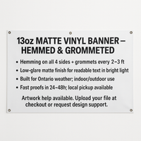 13oz Matte Vinyl Banner — Hemmed & Grommeted | Same-day de