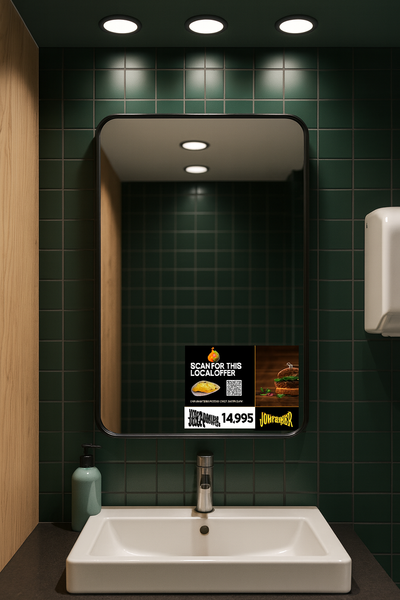 Complete Bathroom Marketing Kit — Table Sign + Mirror Decal + Door Poster