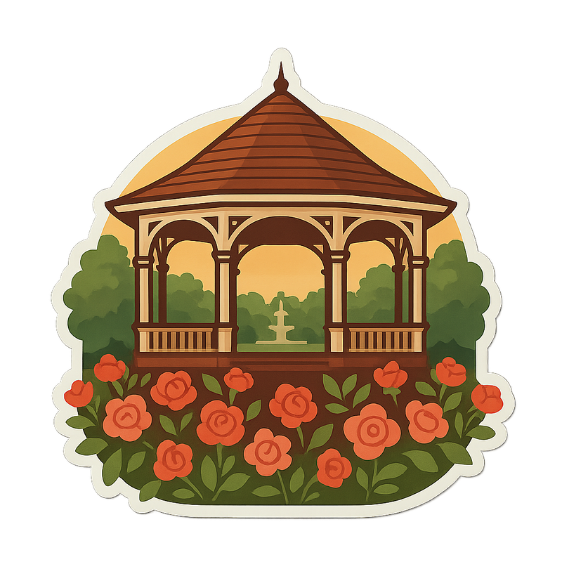 Montebello Park Bandshell & Roses Sticker (St. Catharines) Orajet vinyl sticker (3" | 4" | 5") preview 1