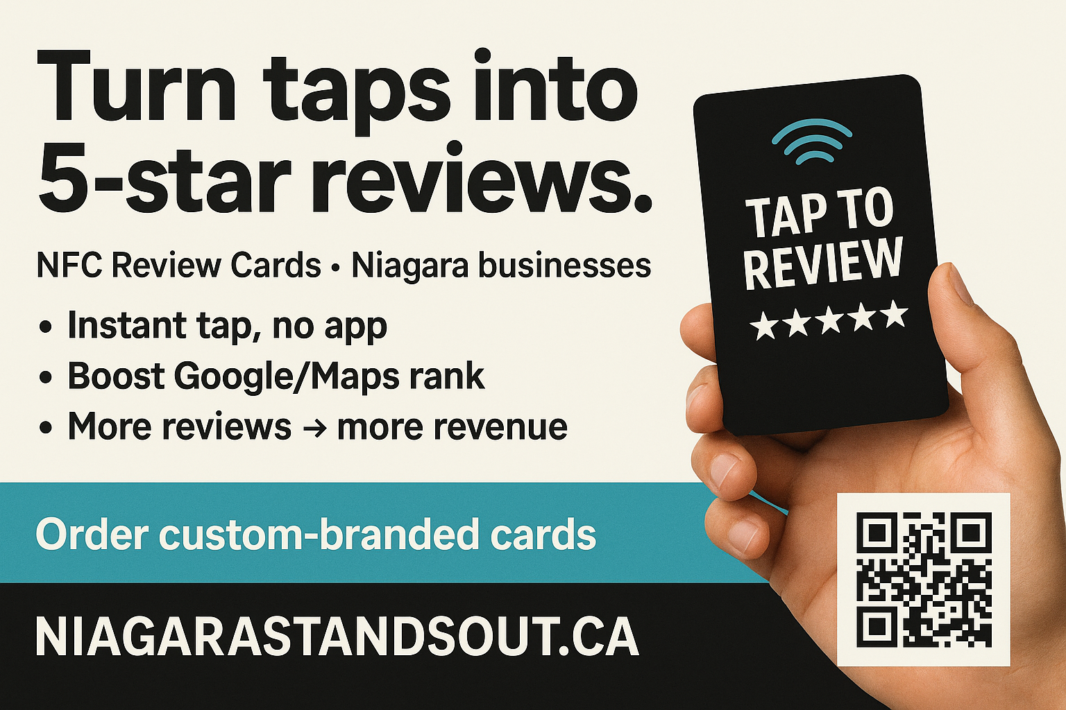 QR code review sign — window decal for Google reviews — Niagara region
