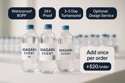Waterproof Water Bottle Labels (Wraps) - Small Business Bundles Niagara Stands Out