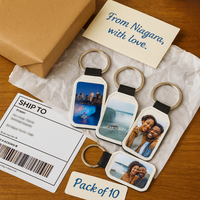 Niagara Falls Souvenir Keychains — Custom PU Leather (Pack of 10)