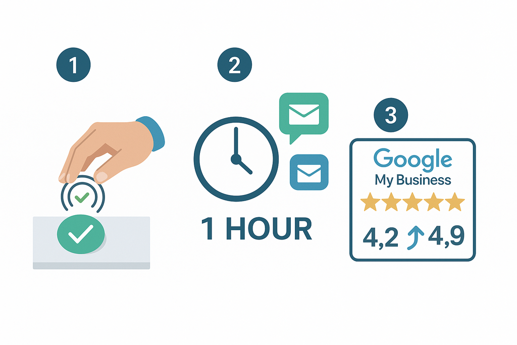 Google review NFC tap card — customer tapping to leave review — Canada