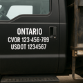 CVOR & Truck Numbers — Ontario & USDOT Door Decals Niagara Stands Out