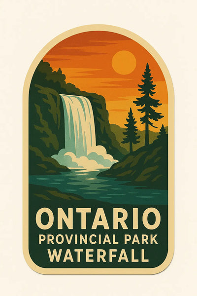Ontario Waterfall vinyl sticker 3×3 in Die-Cut