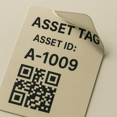 Durable Polyester Asset Tags — Barcode + QR (Printed) - Niagara Stands Out