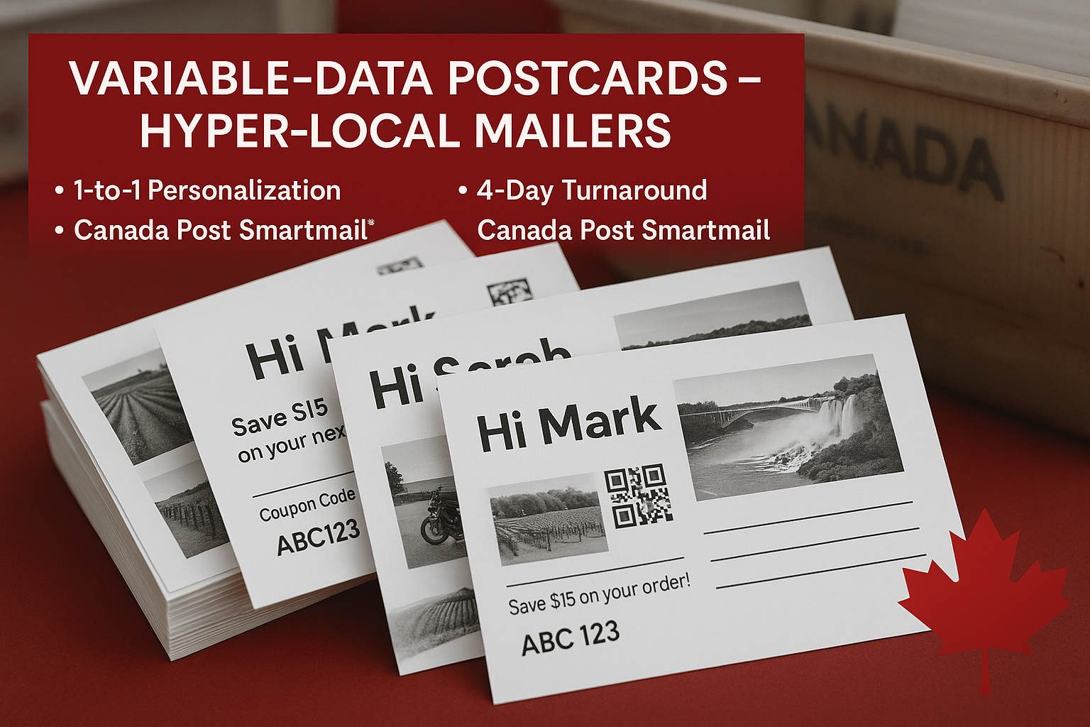 Variable-Data Postcards Niagara – 1-to-1 Marketing in 4 Days Niagara Stands Out