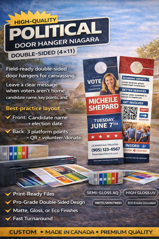Political Campaign Door Hanger Printing Niagara — Double-Sided 4x11
