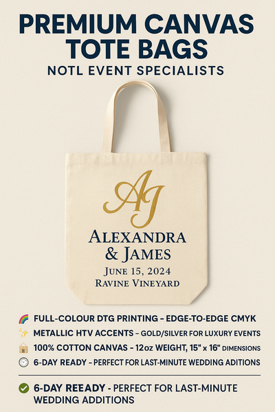 Custom Canvas Tote Bags Niagara – Full-Colour DTG, No Minimum Niagara Stands Out