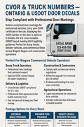 CVOR & Truck Numbers — Ontario & USDOT Door Decals Niagara Stands Out