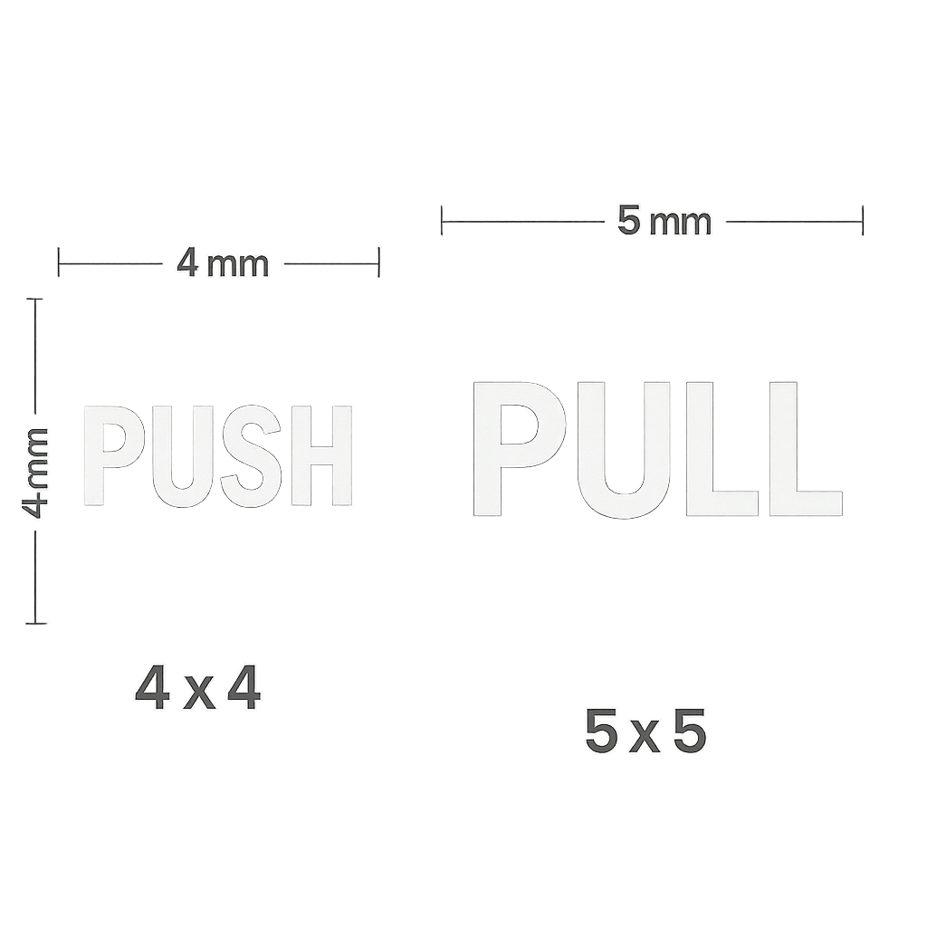 Door Upgrade Kit — Hours + Push/Pull Decals (Outside-Mount) Niagara Stands Out