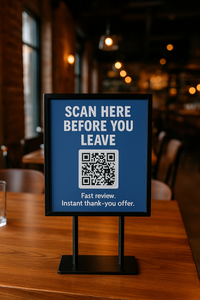 Complete Bathroom Marketing Kit — Table Sign + Mirror Decal + Door Poster