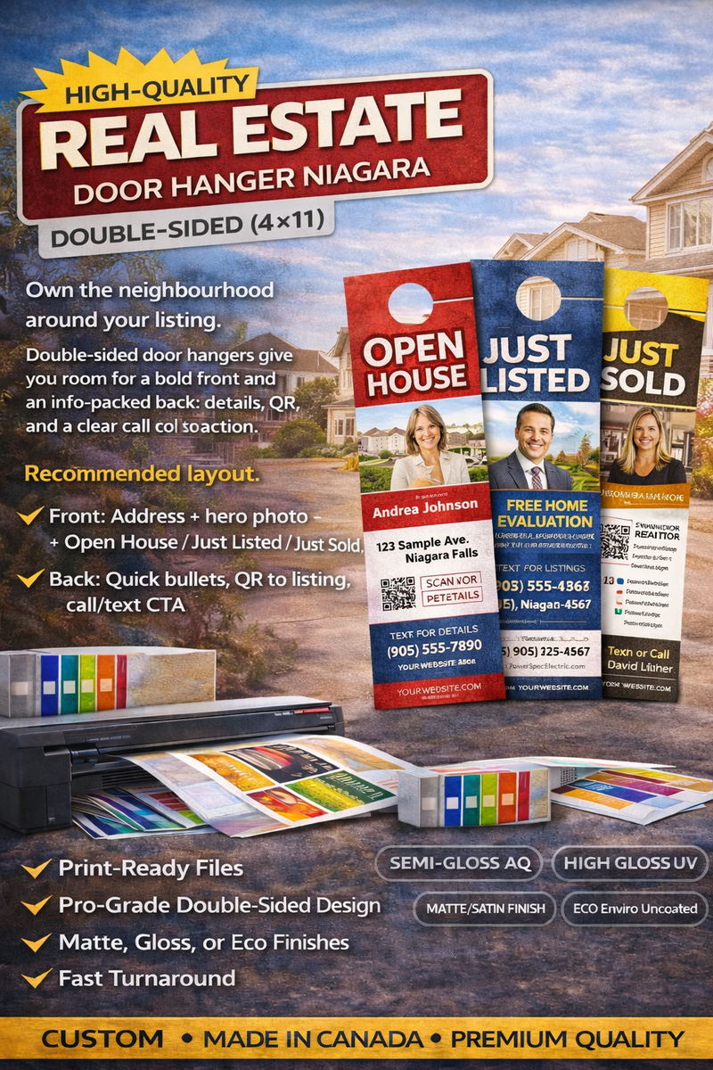 Real Estate Door Hanger Printing Niagara — Double-Sided 4x11