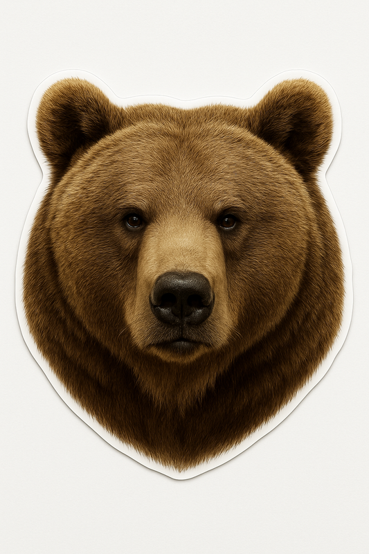Realistic Bear Face Vinyl Sticker Orajet vinyl sticker (3 in | 5 in | 7.5 in) preview 1