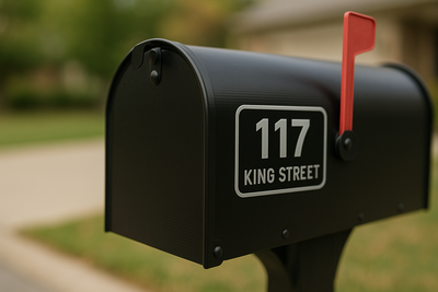 Custom Address Plaque Decal — Outside Mount (Window & Mailbox) Niagara Stands Out