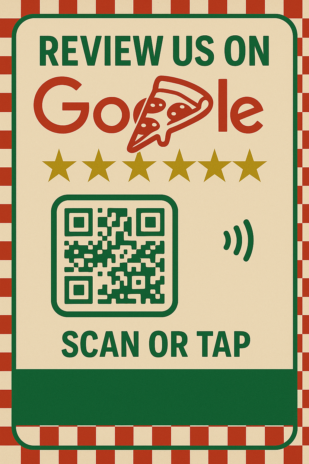 Google Review NFC Decal for Pizza Shops - Review the Pizza Slice! Review Us on Google Card