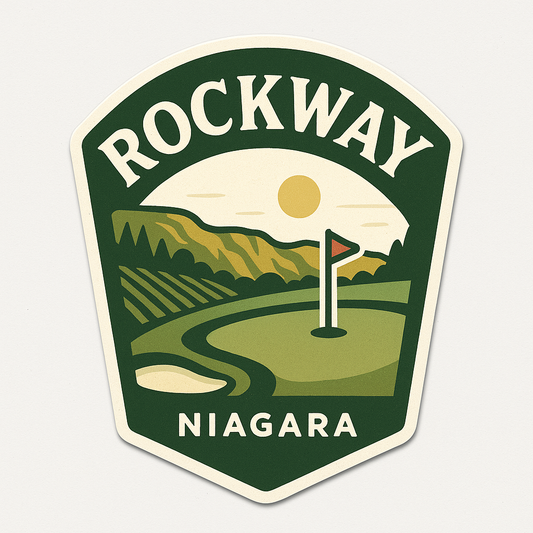 Same-Day Rockway Golf Course Emblem Sticker in Niagara Rockway Golf Course Emblem Design