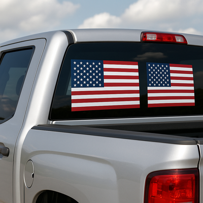 American Flag Decal Pair — Left/Right Mirrored (Outdoor Vinyl) Niagara Stands Out