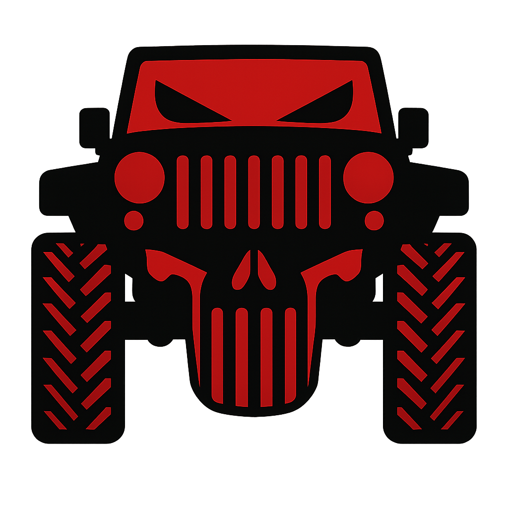 Sinister Jeep Skull Front — Small Vinyl Decal (Single) Niagara Stands Out
