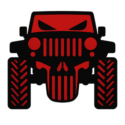 Sinister Jeep Skull Front — Small Vinyl Decal (Single) Niagara Stands Out