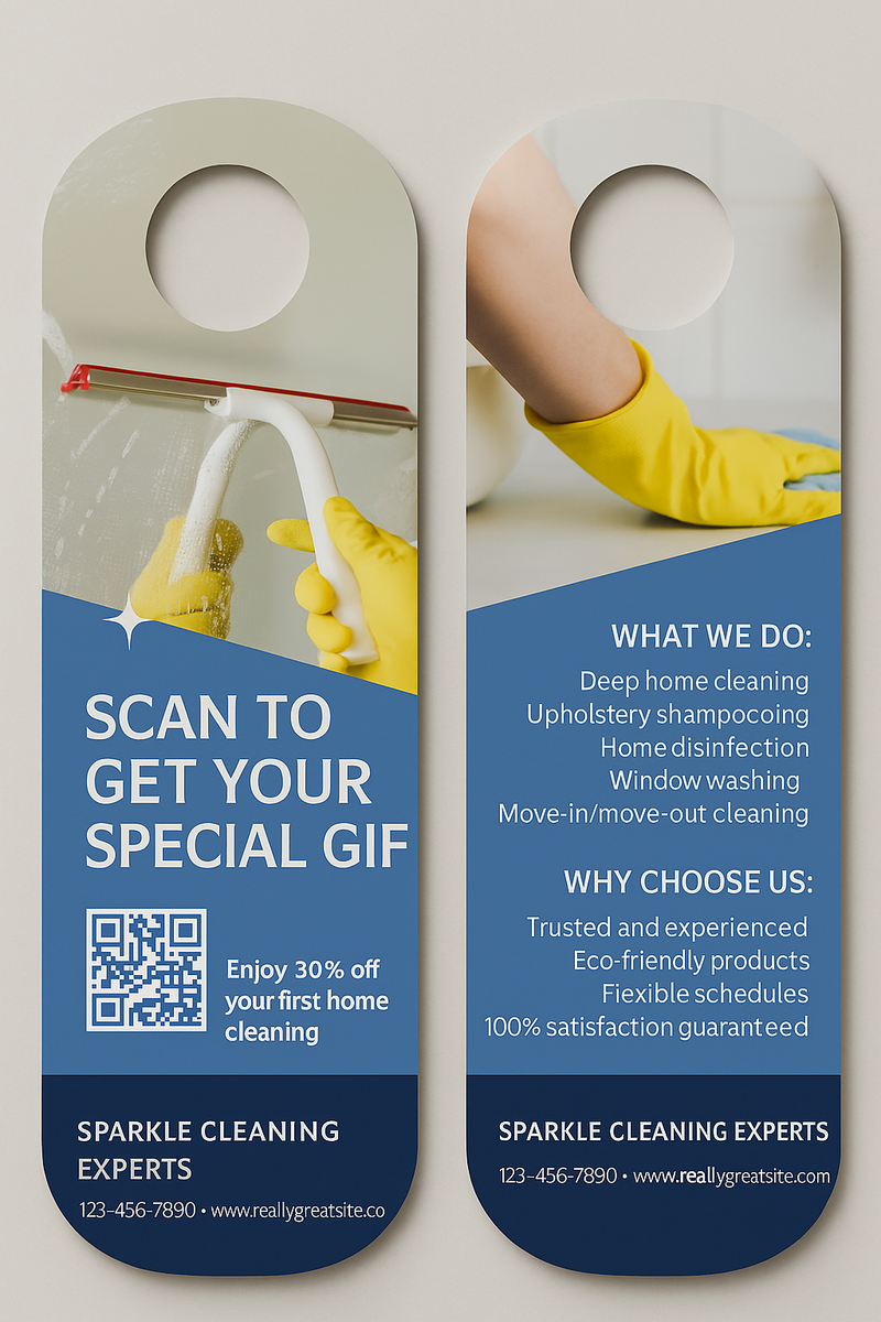 Custom Door Hangers with QR Code | 14pt UV High Gloss | Canada Wide Shipping | Niagara Stands Out