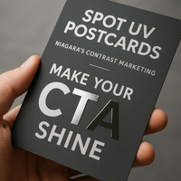 Spot UV Postcards (Matte) — logo/CTA gloss pop on matte stock Niagara Stands Out
