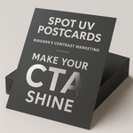Spot UV Postcards (Matte) — logo/CTA gloss pop on matte stock Niagara Stands Out