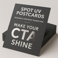 Spot UV Postcards (Matte) — logo/CTA gloss pop on matte stock Niagara Stands Out