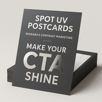 Spot UV Postcards (Matte) — logo/CTA gloss pop on matte stock Niagara Stands Out