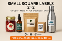 Small Square Labels 2x2 Canada | QR Code & Barcode Waterproof Stickers Niagara Stands Out