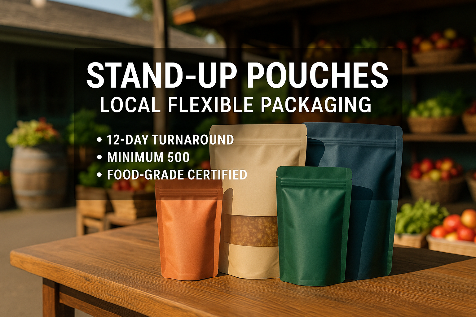 Stand-Up Pouches Niagara – Food-Safe, Small-Batch, 12-Day Turn Niagara Stands Out