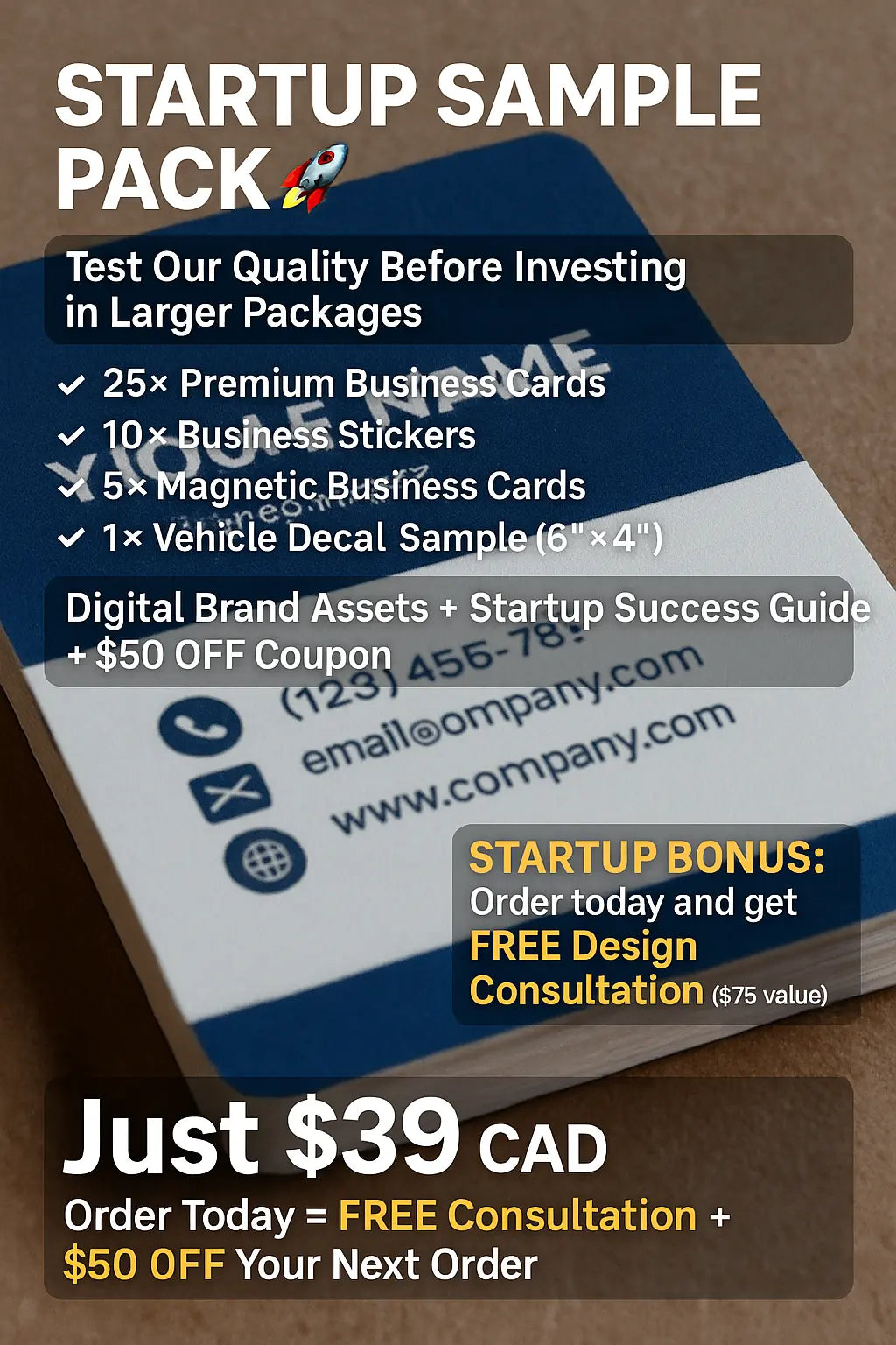 Startup Sample Pack Canada - New Business Branding Kit - Try Before You Buy Niagara Stands Out