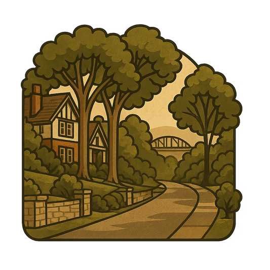 Same-Day Tree-Lined Street Golden Hour Sticker in Niagara Tree Lined Street at Golden Hour