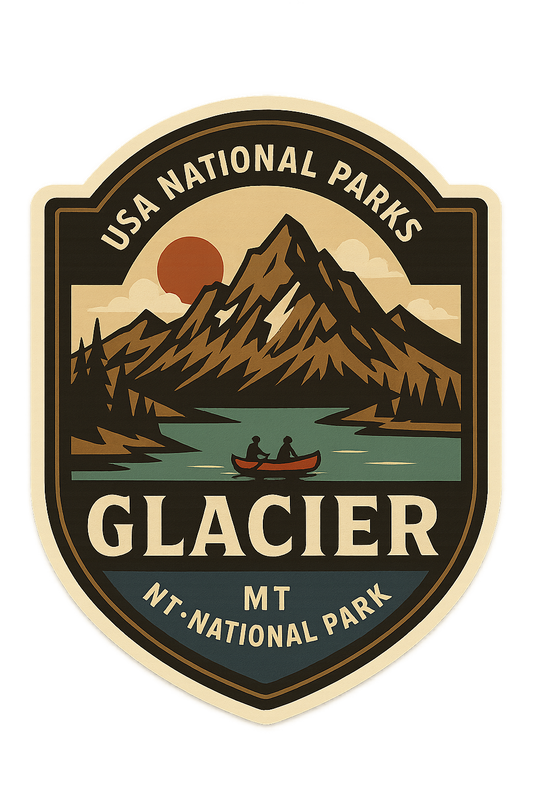 Vintage Glacier National Park Emblem Sticker Vintage Glacier National Park Emblem cef c  bcc eef