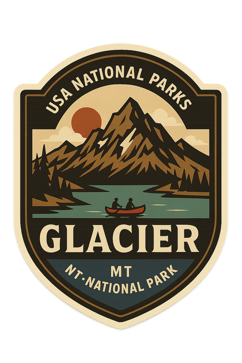 Vintage Glacier National Park Emblem Sticker Vintage Glacier National Park Emblem cef c  bcc eef